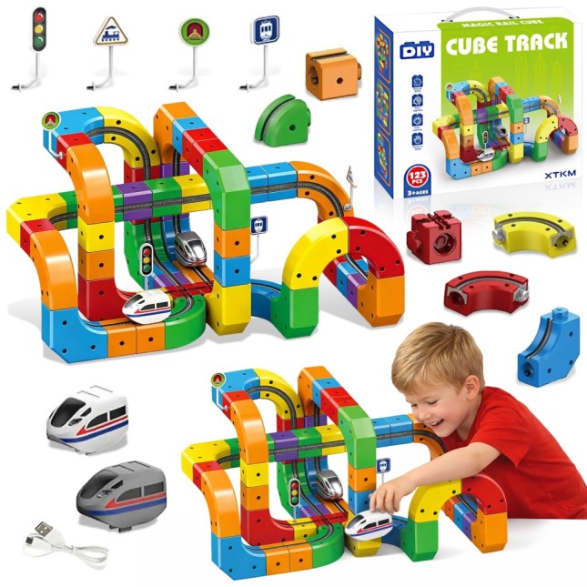 Klocki Magnetyczne Kolejka Elektryczna Tor Antygrawitacyjny Pociąg 123el.