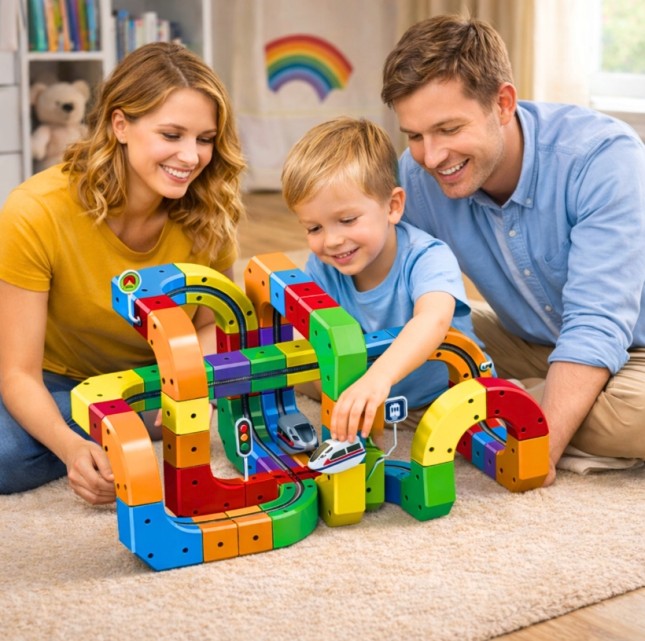 KOLEJKA DLA DZIECI TOR MAGNETYCZNY 51 EL. POCIĄG ZESTAW EDUKACYJNY DIY