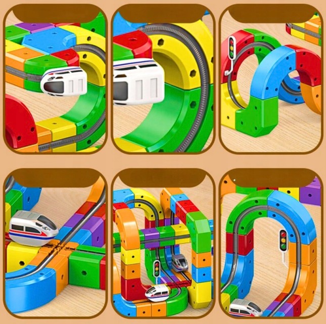 KOLEJKA DLA DZIECI TOR MAGNETYCZNY 51 EL. POCIĄG ZESTAW EDUKACYJNY DIY