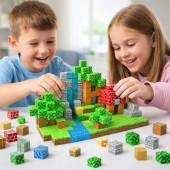 Klocki magnetyczne Minecraft 128szt. konstrukcyjne sześciany + 4 FIGURKI