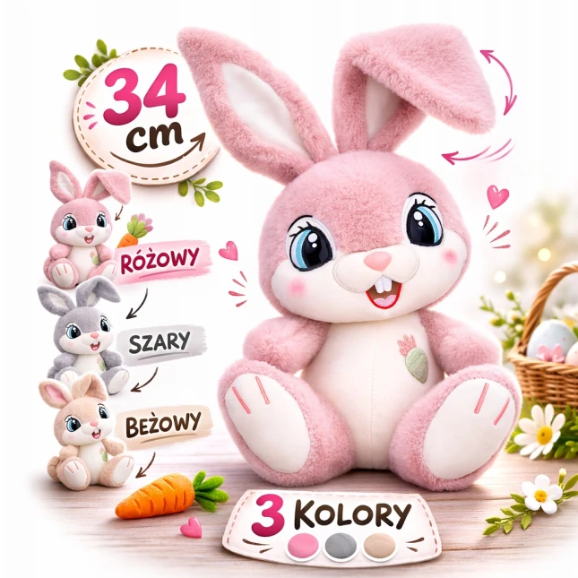 Maskotka pluszak Królik przytulanka króliczek z zaginanymi uszami zajączek