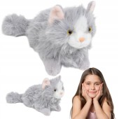 Maskotka kotek jak prawdziwy pluszak przytulanka 40cm dla dziecka szary