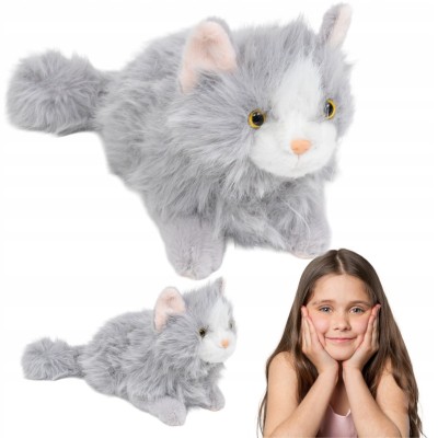 Maskotka kotek jak prawdziwy pluszak przytulanka 40cm dla dziecka szary