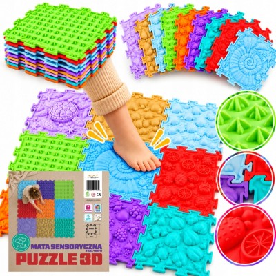 MATA SENSORYCZNA DLA DZIECI PUZZLE 3D 9 EL. ORTOPEDYCZNA MASAŻ STÓP