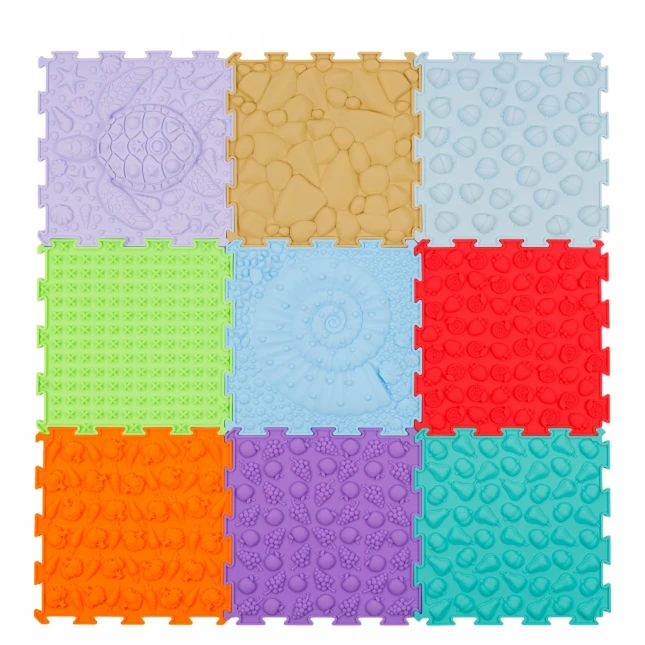 MATA SENSORYCZNA DLA DZIECI PUZZLE 3D 9 EL. ORTOPEDYCZNA MASAŻ STÓP