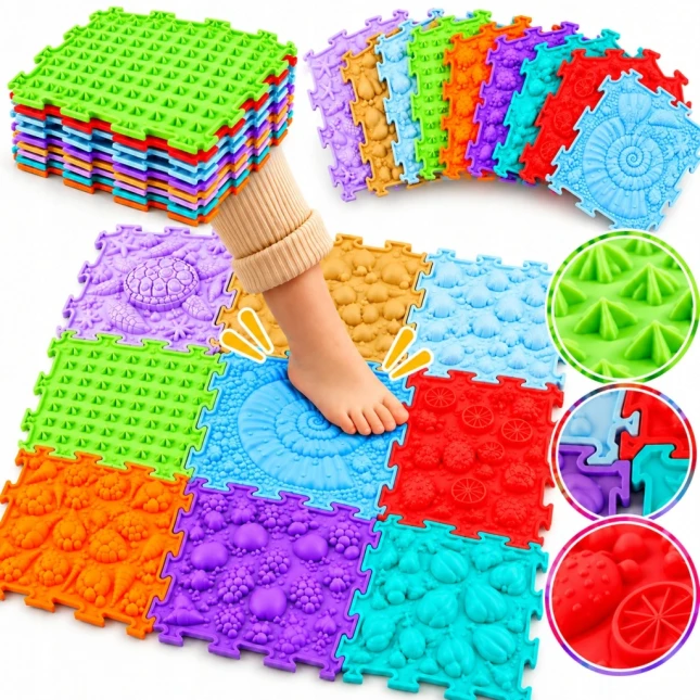 MATA SENSORYCZNA DLA DZIECI PUZZLE 3D 9 EL. ORTOPEDYCZNA MASAŻ STÓP