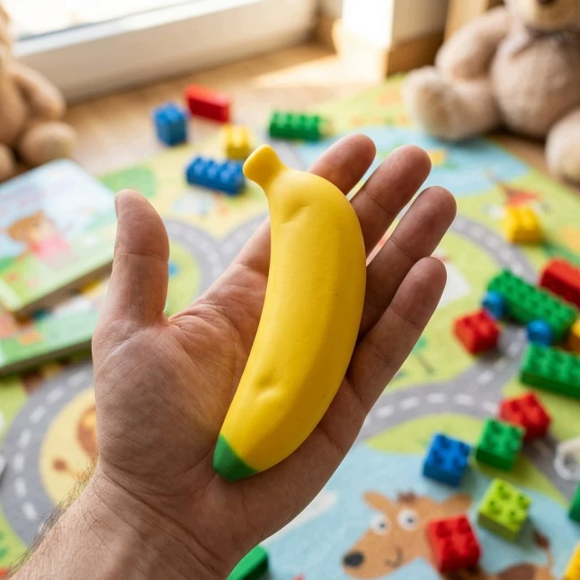 CHRUPIĄCY GNIOTEK BANAN CRUNCHY SQUISHY ANTYSTRESOWY DO ŚCISKANIA XXL SUPER