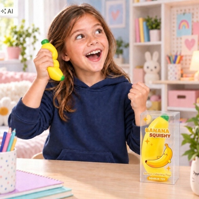 CHRUPIĄCY GNIOTEK BANAN CRUNCHY SQUISHY ANTYSTRESOWY DO ŚCISKANIA XXL SUPER
